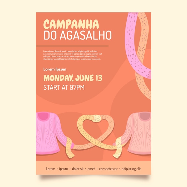 Плоский шаблон вертикального плаката campanha do agasalho