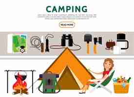 Free vector flat camping elements set