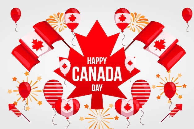 Free vector flat canada day balloons background