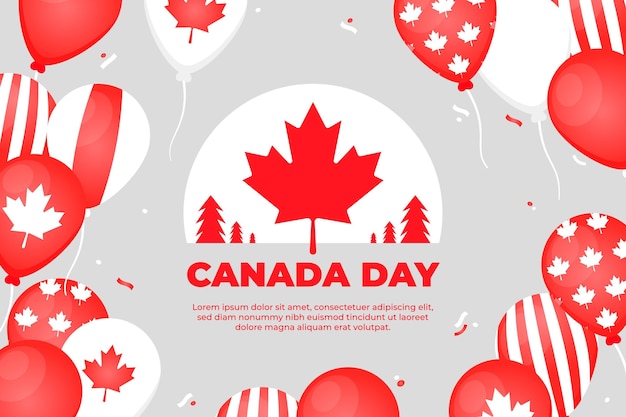 Flat canada day balloons background