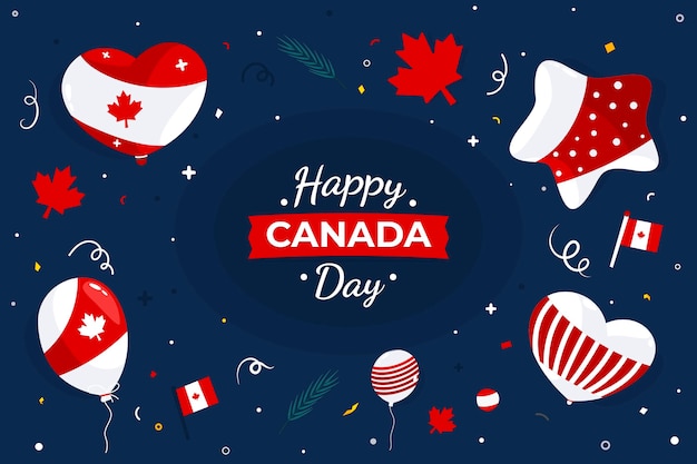 Плоский день канады фон с воздушными шарами
