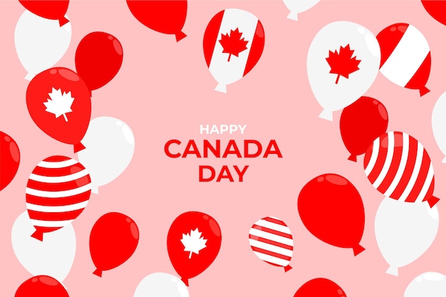 Free vector flat canada day balloons background