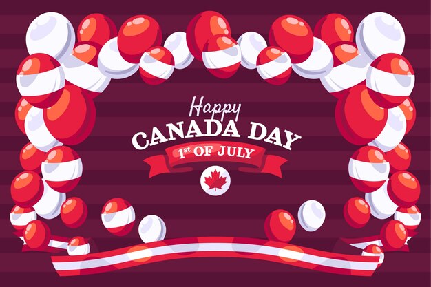 Flat canada day balloons background