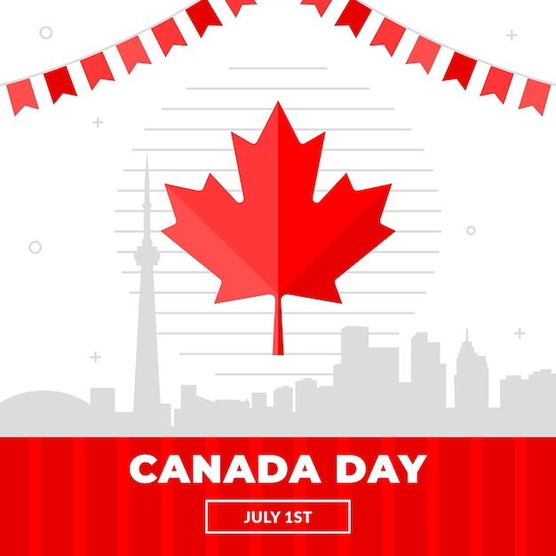 Flat canada day celebration illustration