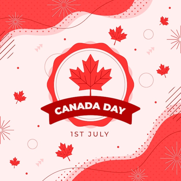 Бесплатное векторное изображение Плоская иллюстрация дня канады