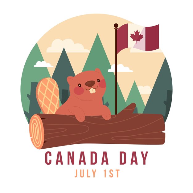 Flat canada day illustration