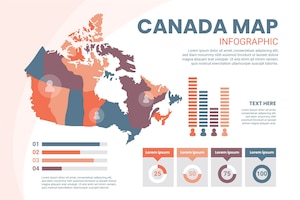 免费矢量平面加拿大地图信息图