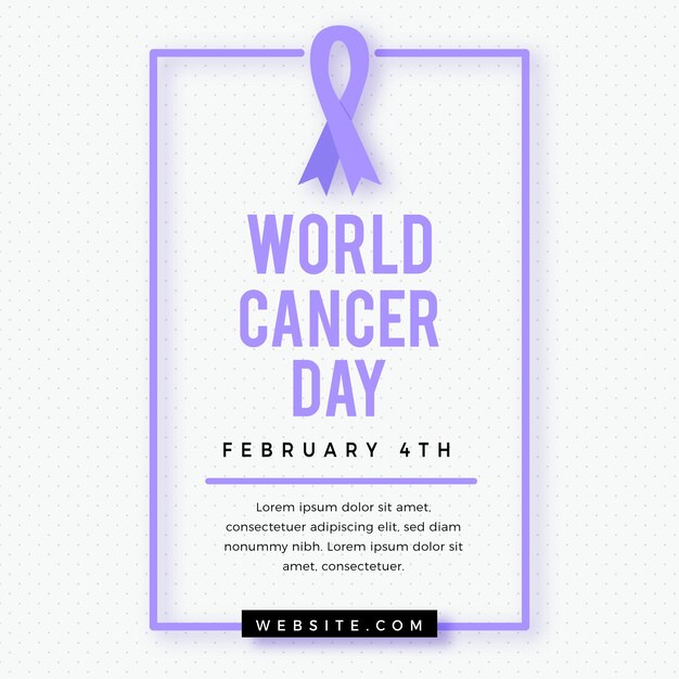 Flat cancer day ribbon and message