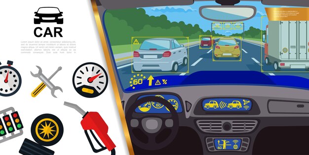 夜の道路上の車のタイヤ 無料のベクター