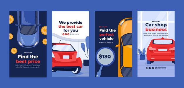 Flat car dealership business instagram stories collection