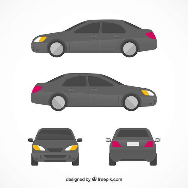 Free vector flat car in different views