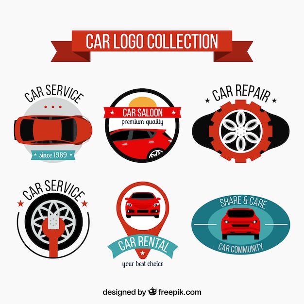 Free vector flat car logo collection