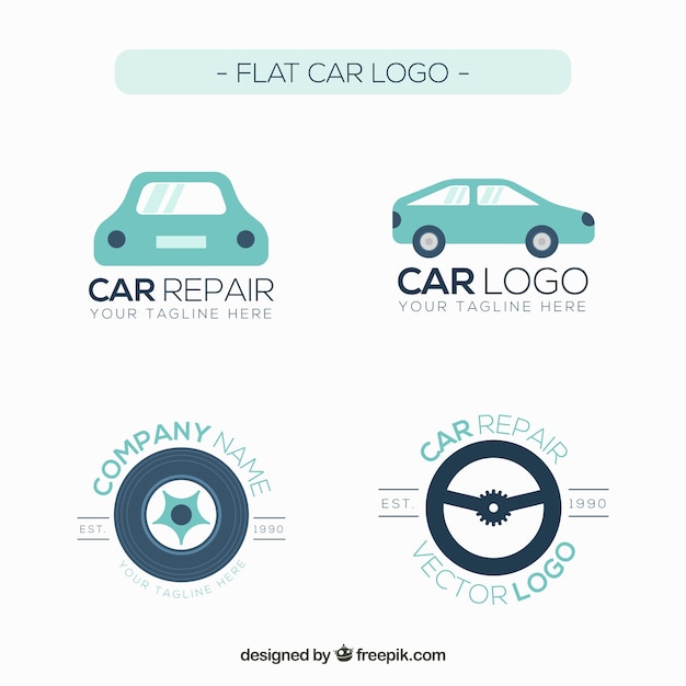 Free vector flat car logo collection