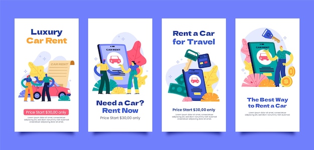 Flat car rental business instagram stories collection