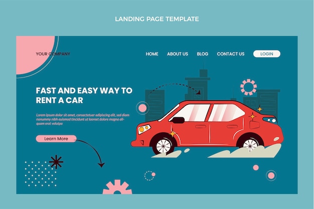 Flat car rental company landing page template – Free Vector Download