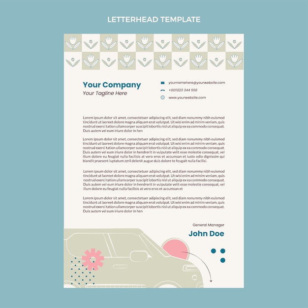 Free vector flat car rental company letterhead template