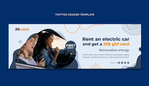 Flat car rental company twitter header