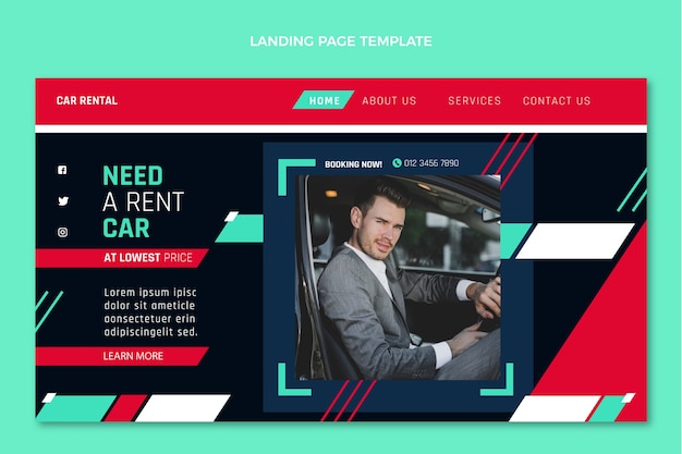 Free vector flat car rental landing page template