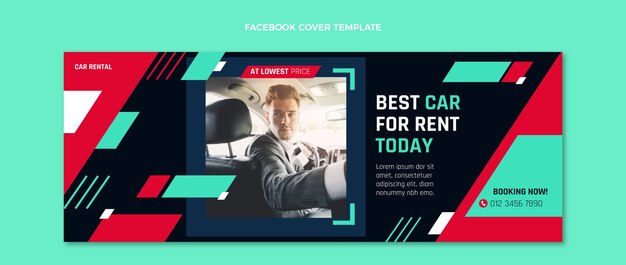 Flat car rental social media cover template