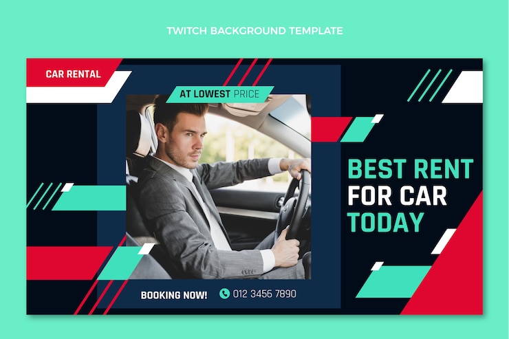 Free Vector flat car rental twitch background