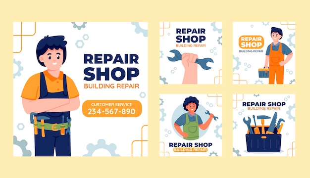 Flat car repair shop services instagram posts collection