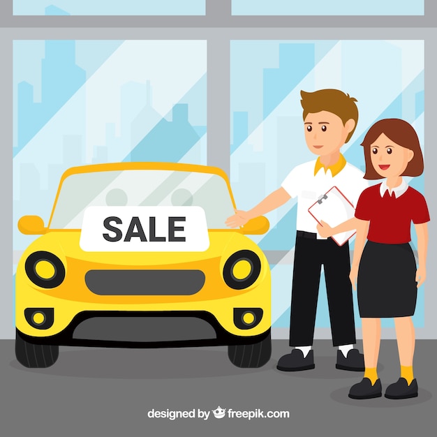 Free vector flat car salesman concept