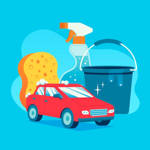 Flat car wash service concept illustration