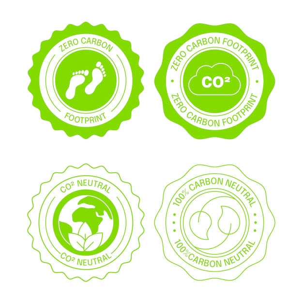 Flat carbon neutral labels and stamps