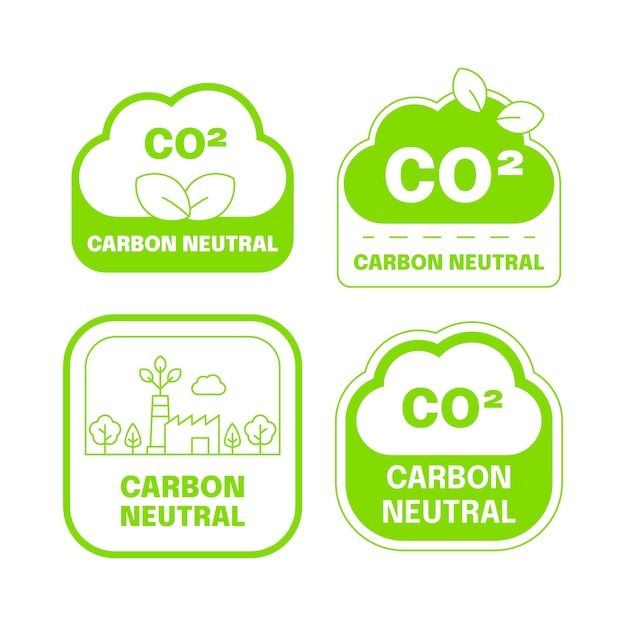 Free vector flat carbon neutral labels and stamps