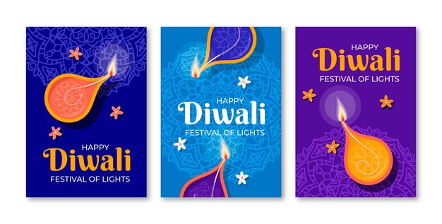 디왈리 축제를 위한 플랫 카드 컬렉션