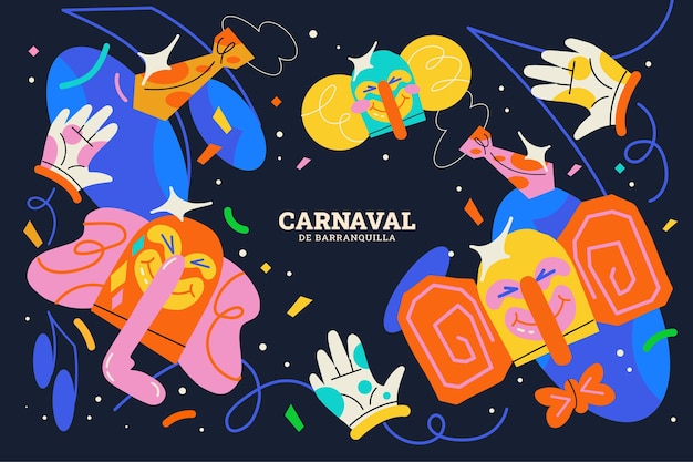 Free vector flat carnaval de barranquilla background