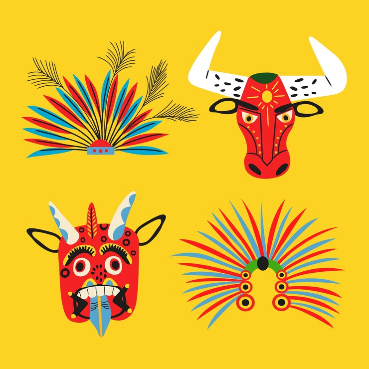 Free Vector flat carnaval de barranquilla design elements collection