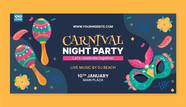 Free vector flat carnival celebration horizontal banner template