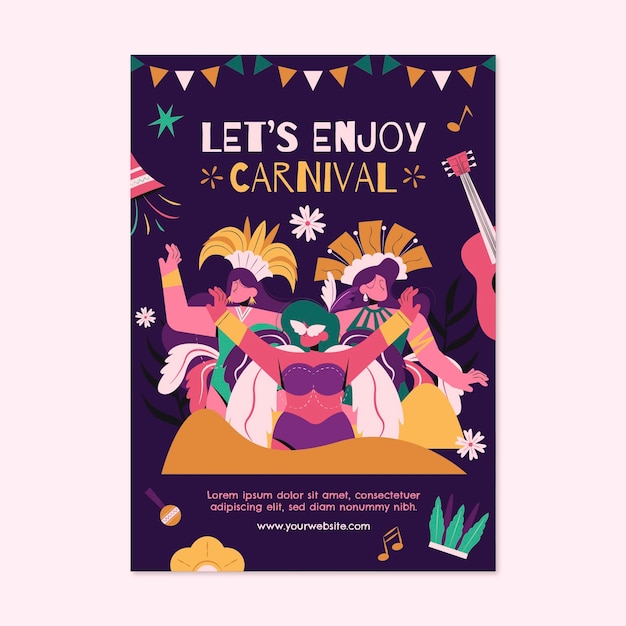 Free vector flat carnival celebration invitation template