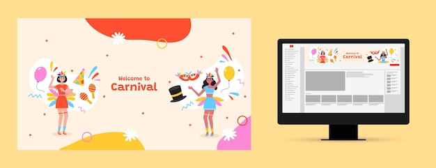 Free vector flat carnival celebration youtube channel art