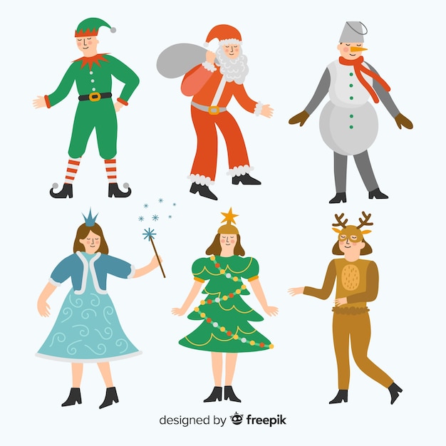 Free vector flat carnival christmas costume collection