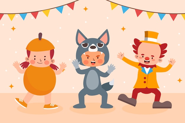 Free vector flat carnival costumes collection