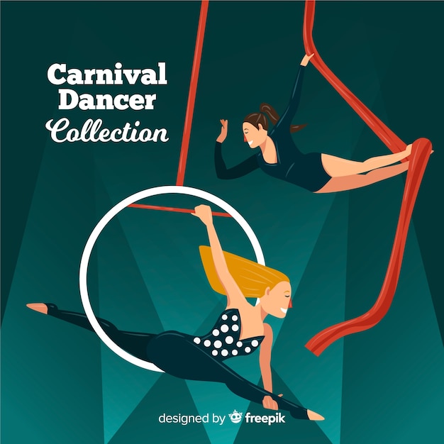 Плоская коллекция карнавальных танцовщиц