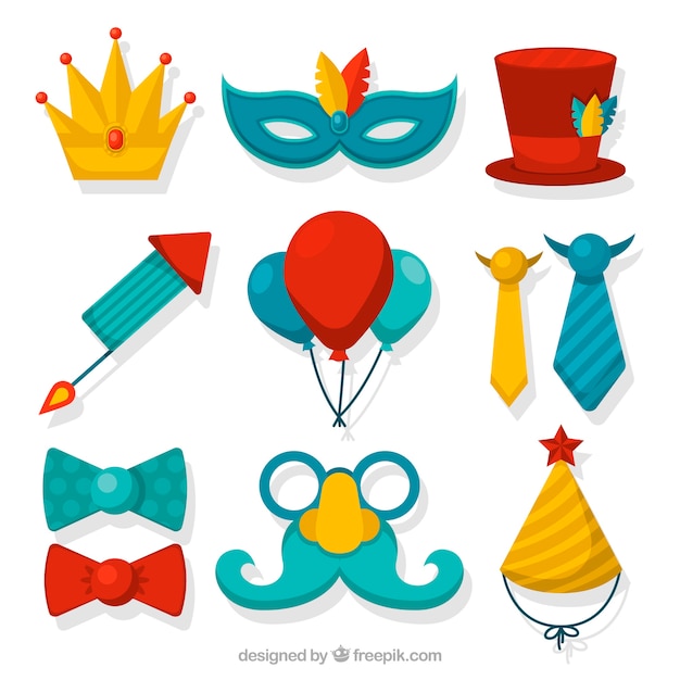 Free vector flat carnival element collection