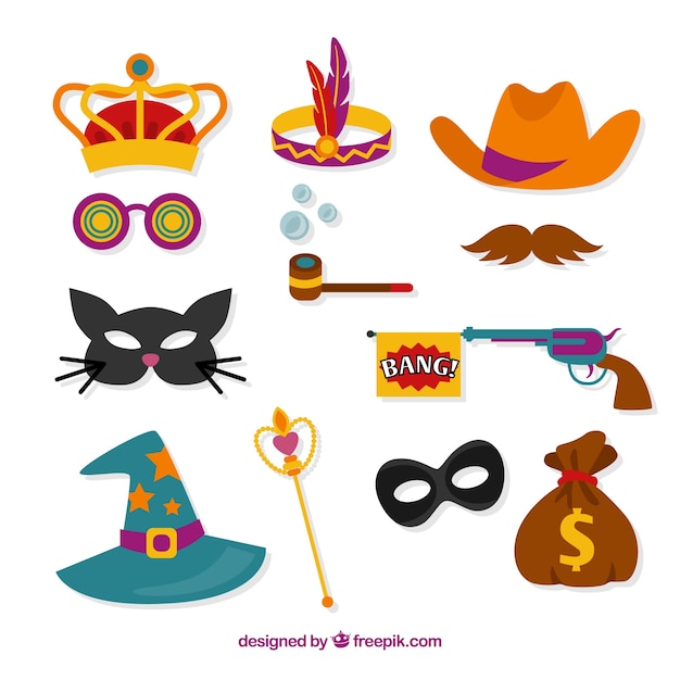 Free vector flat carnival element collection