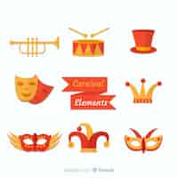 Free vector flat carnival elements collectio