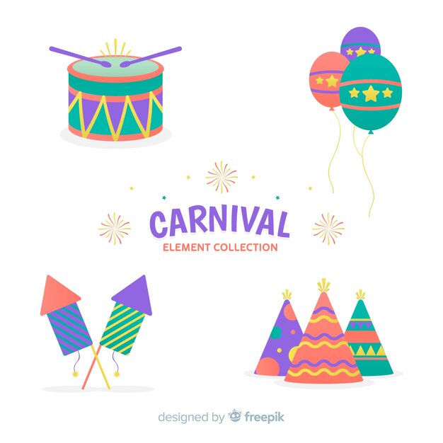 Free vector flat carnival elements collectio