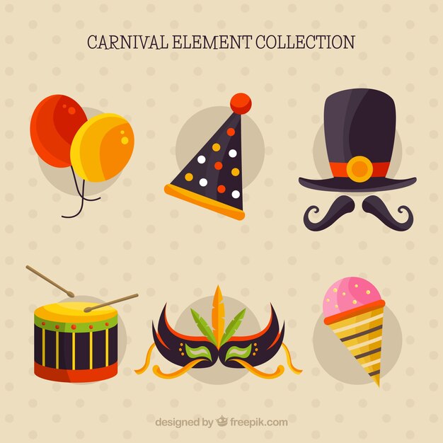 Flat carnival elements collection