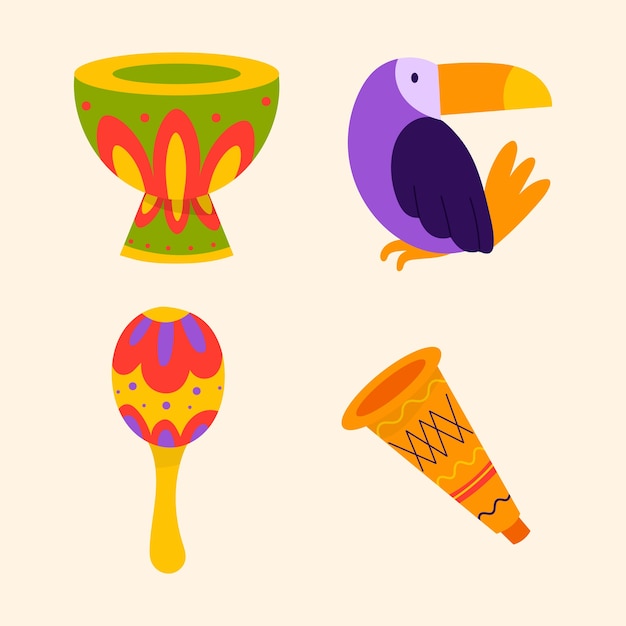Free vector flat carnival elements collection