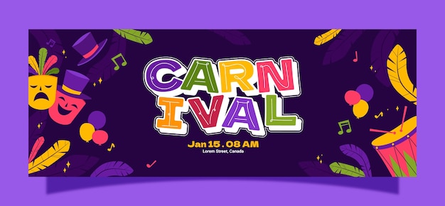 Flat carnival festival social media cover template