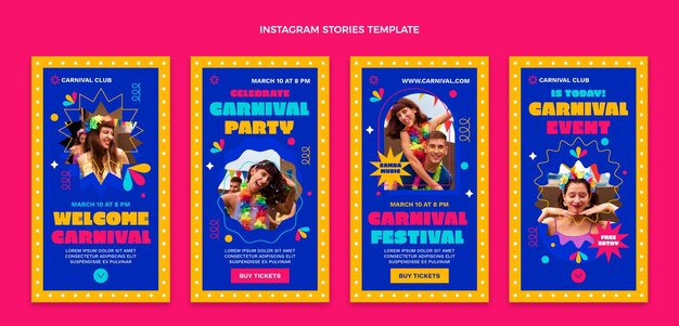 Flat carnival instagram stories collection