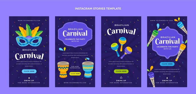 Flat carnival instagram stories collection