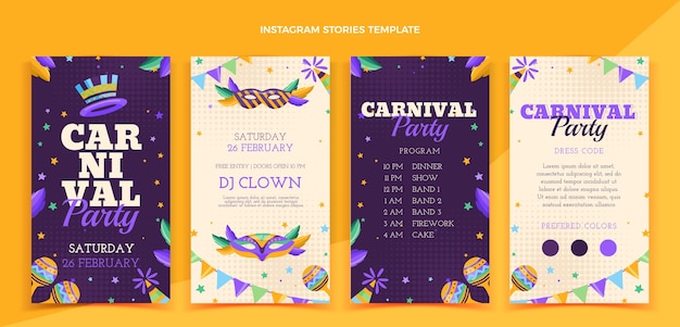 Flat carnival instagram stories collection