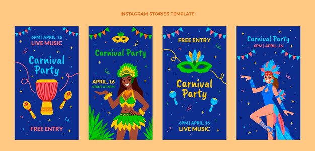 Flat carnival instagram stories collection