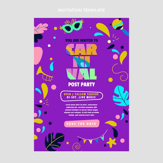 Flat carnival invitation template